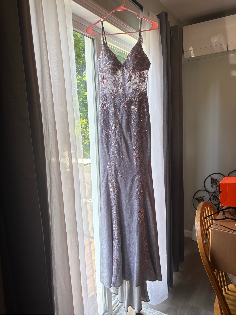 Sequin Embellished Evening Gown - Dusty Lavender